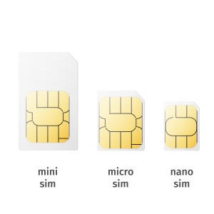 Set of SIM cards of different sizes(mini, micro, nano) isolated on white background. Vector